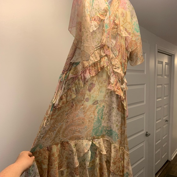 Misa Los Angeles Alana gown.Romantic scarf patchwork print. Floaty + feminine - Picture 2 of 6